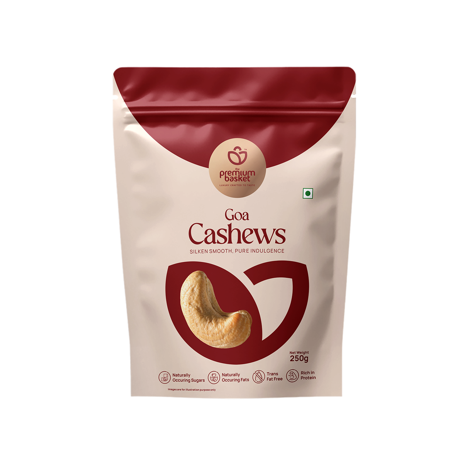 Goa Cashews pouch, front view